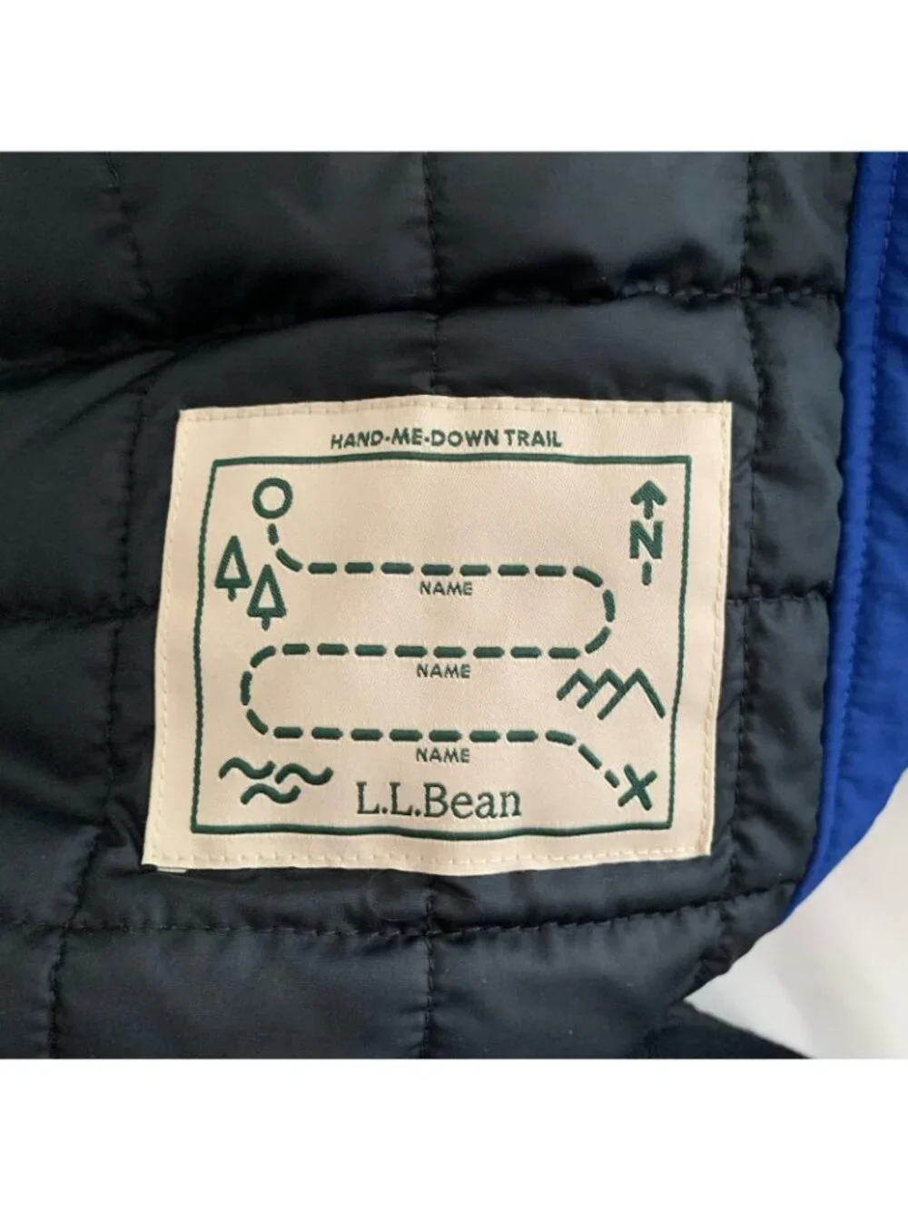 LL Bean Kids XL 18 Blue Black Insulated Jacket Bomber Preppy Outdoor 513221